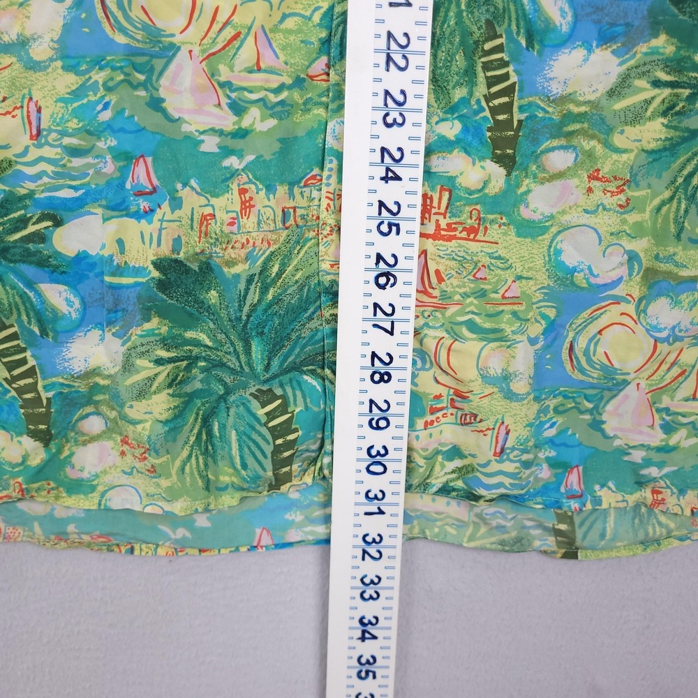 Robert Stock Shirt Mens Large Green Tropical Palm Tree Sailboat Button Front - Picture 6 of 13